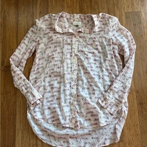 LOFT Pink Leopard Print Shirt